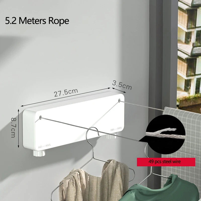 Retractable Stainless Steel Clothesline – Wall-Mounted Double Laundry Line (Indoor & Outdoor)