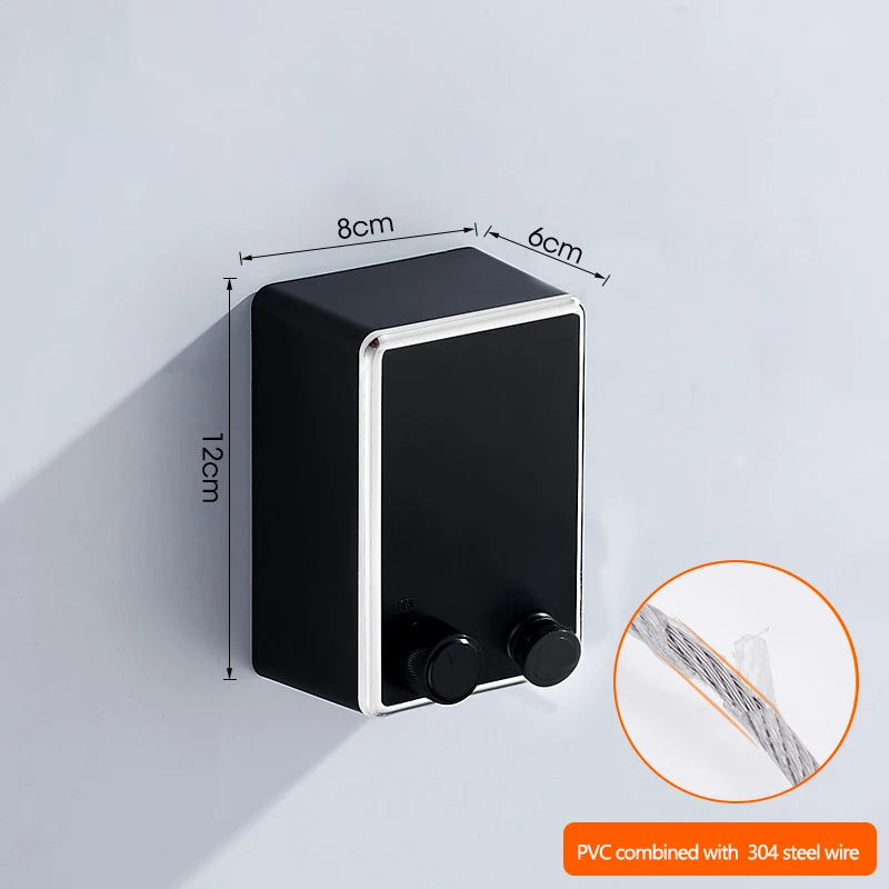 Retractable Stainless Steel Clothesline – Wall-Mounted Double Laundry Line (Indoor & Outdoor)