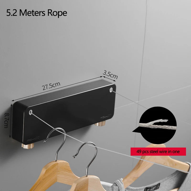 Retractable Stainless Steel Clothesline – Wall-Mounted Double Laundry Line (Indoor & Outdoor)
